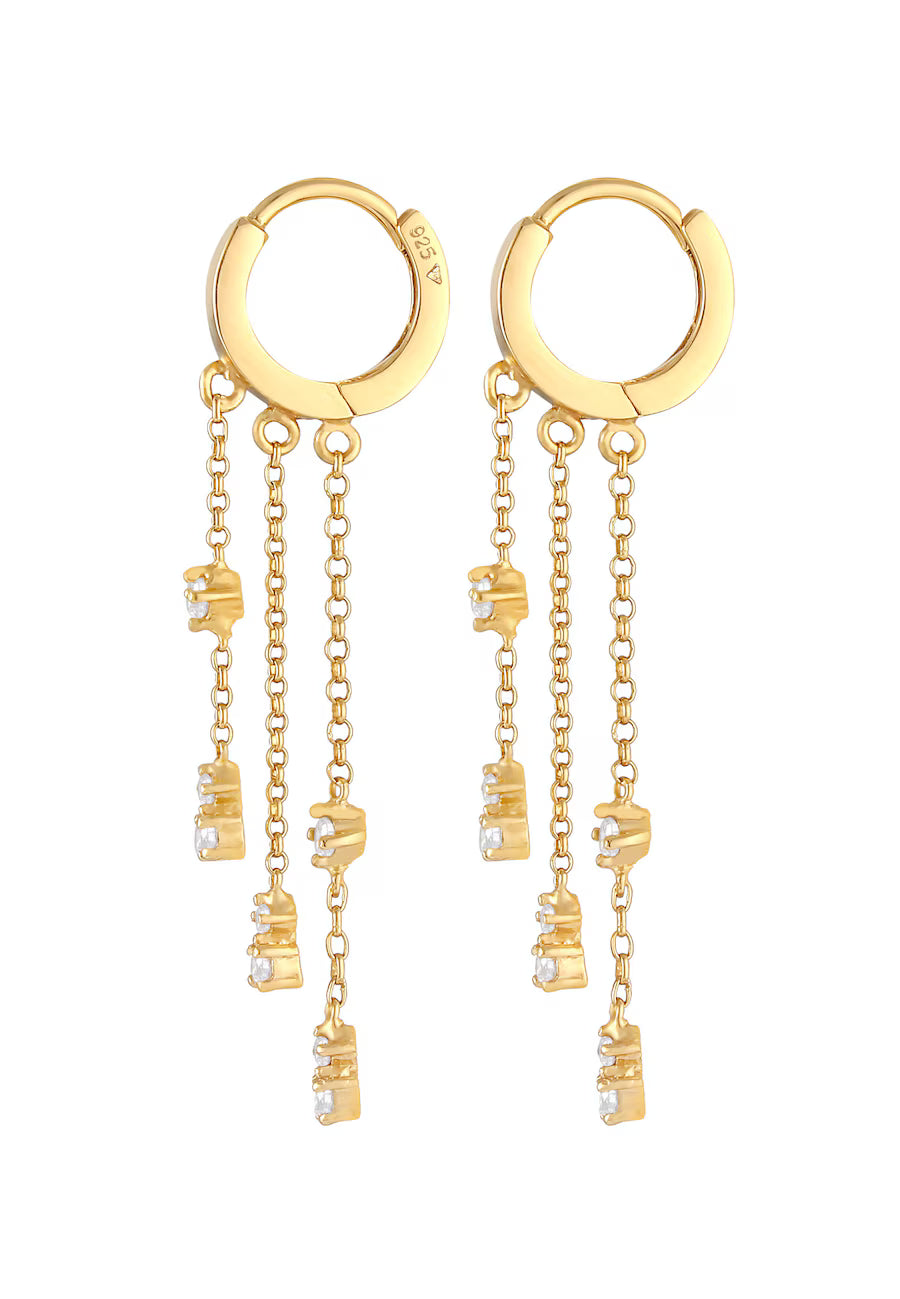 Elli Creolen Erbskettchen Zirkonia 925 Silber vergoldet