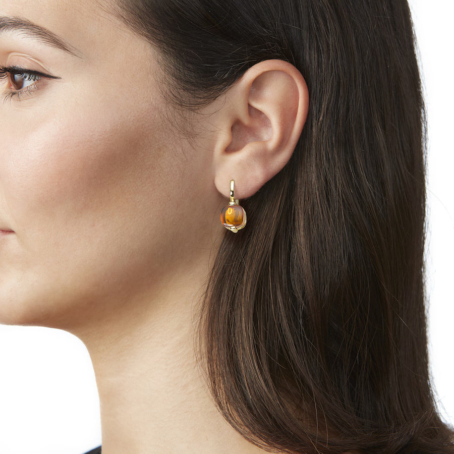 Luigi Merano Ohrhänger mit Bernstein, Gold 375