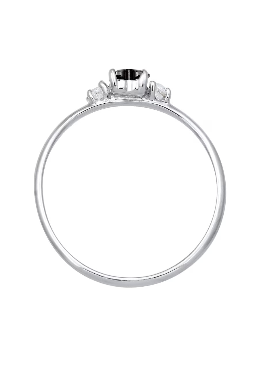 Elli Solitär Herz Zirkonia Schwarz 925 Sterling Silber