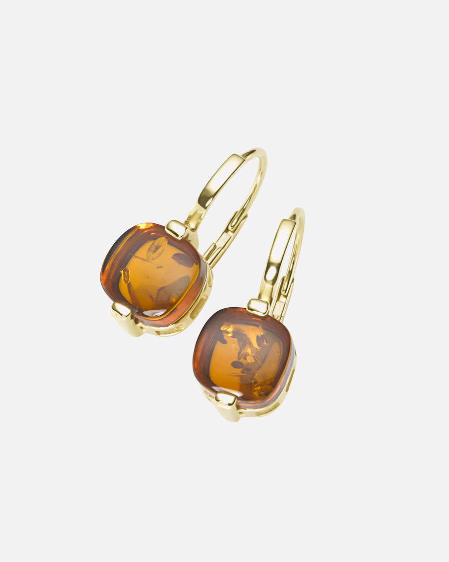 Luigi Merano Ohrhänger mit Bernstein, Gold 375