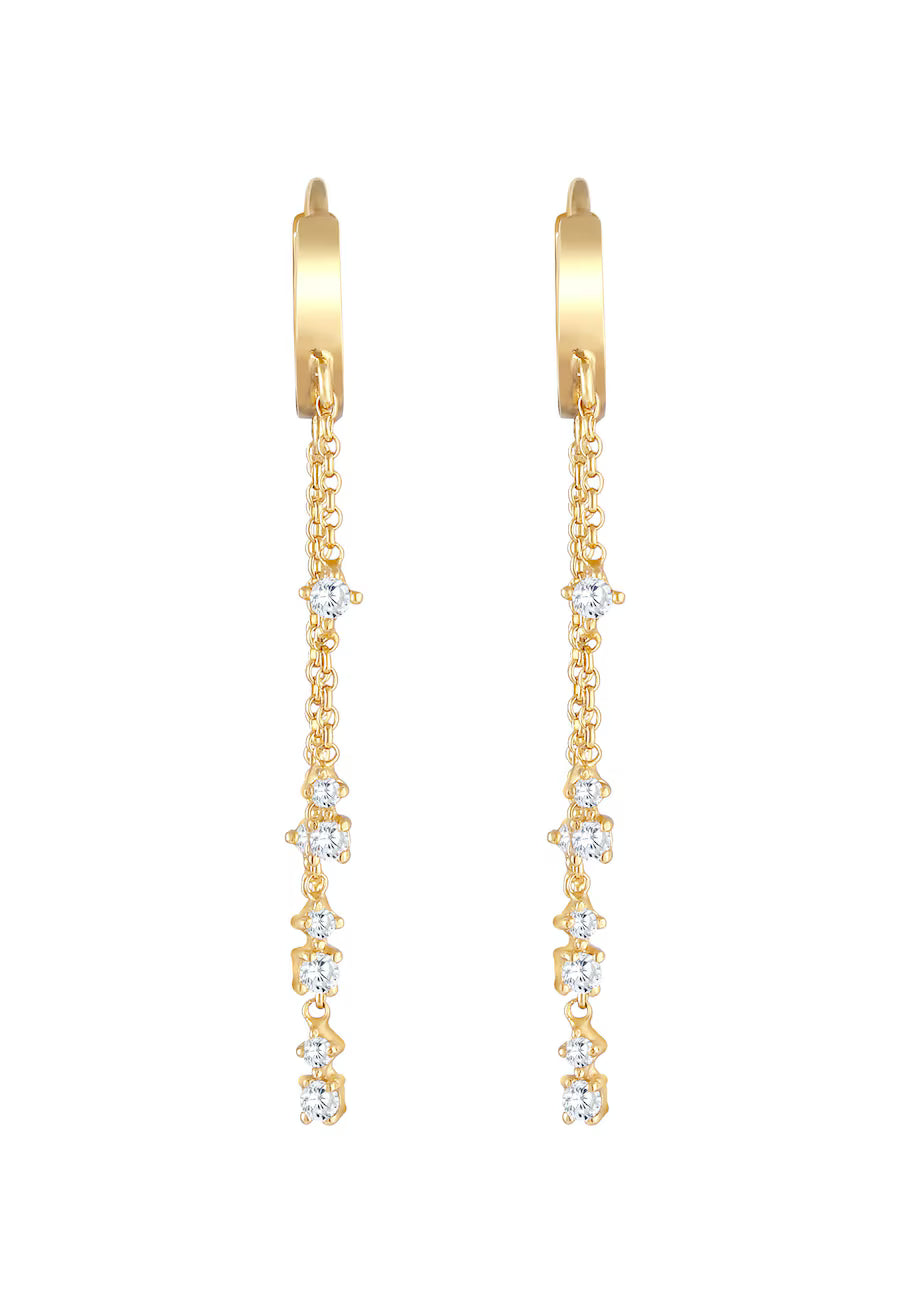 Elli Creolen Erbskettchen Zirkonia 925 Silber vergoldet