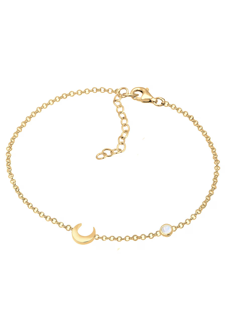 Elli Elli Armband Halbmond Astro Mondstein 925 Silber vergoldet